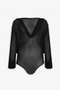 Fine knit hooded bodysuit