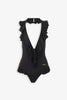 Ruffled v-neck one-piece swimsuit