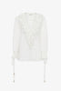 V neck cotton white blouse
