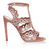 Nude suede eyelet sandal