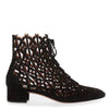 Black suede laser-cut bootie