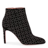 Black velvet studded ankle boot