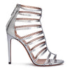 Metallic Silver Laser-Cut Leather Sandals