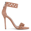 Beige suede laser-cut sandals