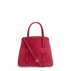 Red suede studded mini tote bag