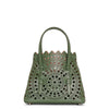 Mina 16 aloe green leather tote bag