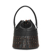 Bucket corset black leather bag
