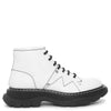 White thread lace up boots