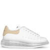 White and beige classic leather sneakers