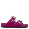 Arizona crystal buckle fuchsia velvet slides