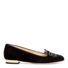 Black velvet kitty flats
