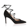 Black suede lace-up pump
