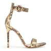 Metallic python sandals