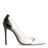 Plexi 105 white and black patent pumps