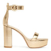 Metallic nappa silk platform sandals