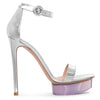 Silver metallic platform sandals