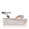 Grey velvet platform sandal