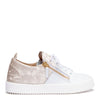 White leather and velvet sneakers
