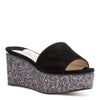 Deedee 80 Black Glitter Wedges