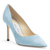 Romy 85 Light Blue Suede Pumps