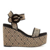 Braided raffia and suede wedges