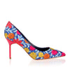 BB90 blue flower embroidered pump