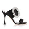 Fibiona black satin crystal sandal
