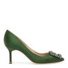Hangisi 70 dark green satin pumps