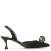 Kavasli 50 green satin slingback pumps