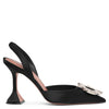 Begum sling crystal embellished black satin pumps