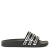 Black and silver logo rubber slides