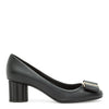 Capua 55 black calf flower heel pumps