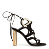 Vinci 105 black suede golden heel sandals