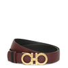 Reversable and adjustable burgundy Gancini belt
