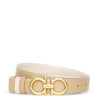 Reversable and adjustable beige cream leather belt