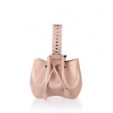 Nude leather small bucket bag
