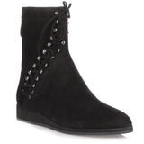 Black suede lace-up ankle boot