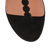 Black suede and metallic leather sandal
