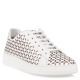 White laser-cut leather sneaker