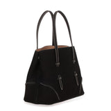 Black suede studded small tote