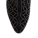 Black velvet studded ankle boot