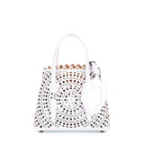 White leather cut-out mini bag
