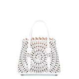 White leather cut-out mini bag