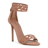 Beige suede laser-cut sandals