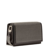 Black leather studded cross-body bag