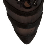 Black suede flower mesh ankle bboots