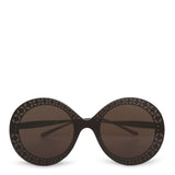 Round-frame metal brown sunglasses