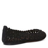 Black suede laser cut ballerinas