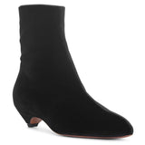 Black velvet pointed boots