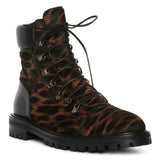 Leopard calf leather boots